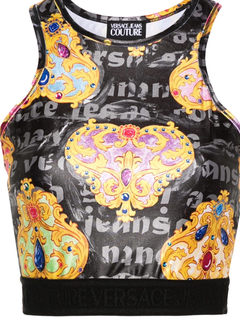 Affordable Jeans cropped printed Couture Versace Women top 0422